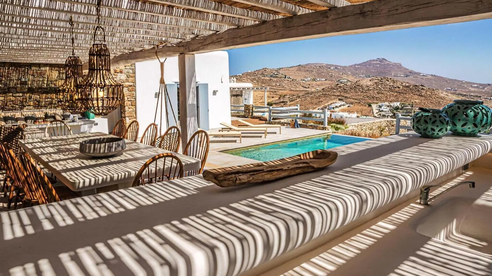 Splendid Mykonos Villa Villa Agape 5 Bedrooms Private Pool With Stunning Sea Views Outdoor Lounge Dining Area Hot Tub Kalafatis Griechenland