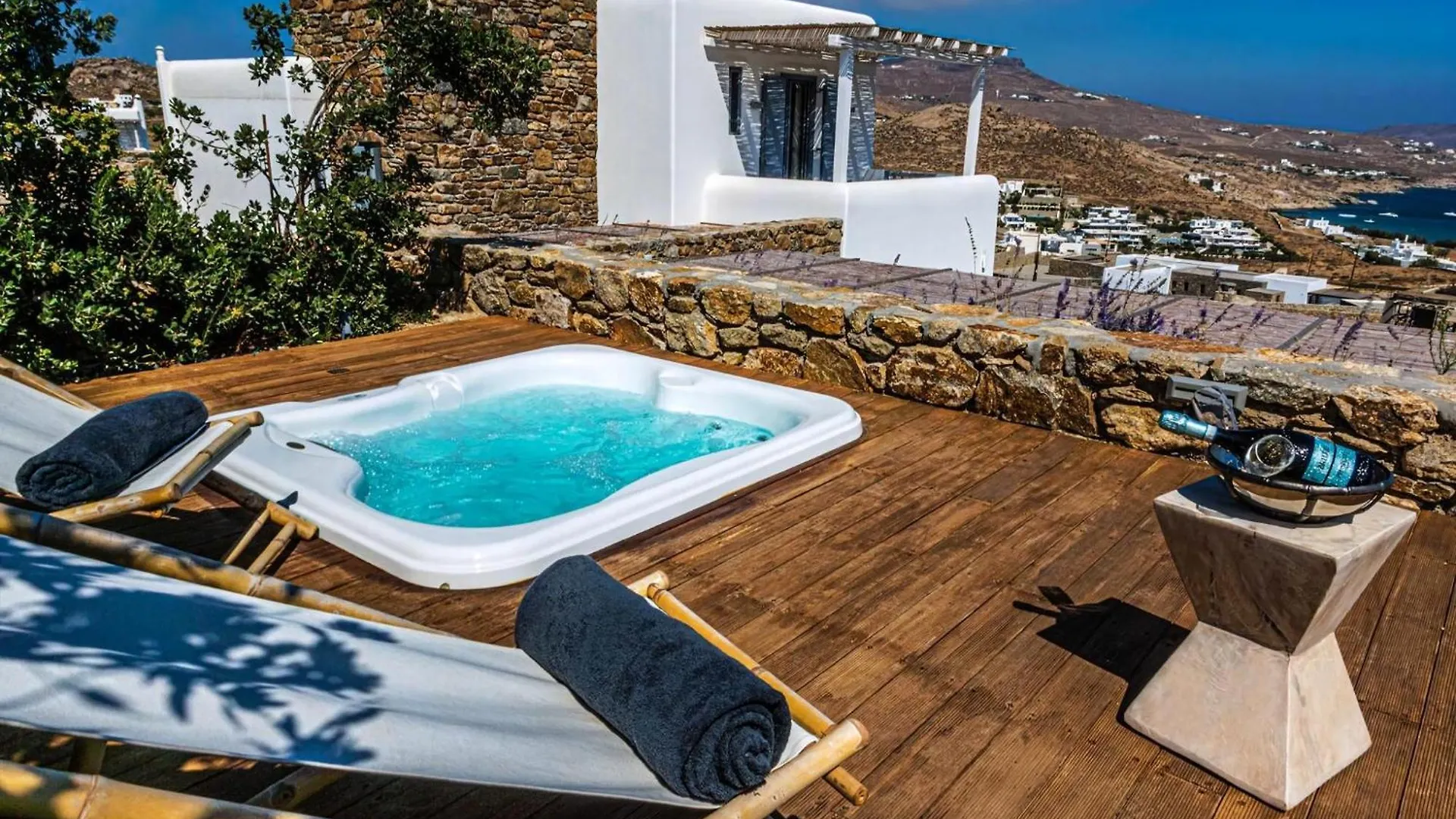 Splendid Mykonos Villa Villa Agape 5 Bedrooms Private Pool With Stunning Sea Views Outdoor Lounge Dining Area Hot Tub Kalafatis